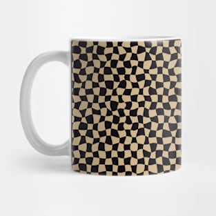 Warped Checkerboard, Black and Tan Mug